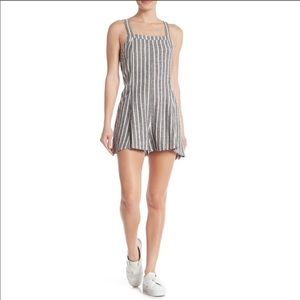 ABOUND GREY & WHITE STRIPED ROMPER W/ CUTOUT BACK